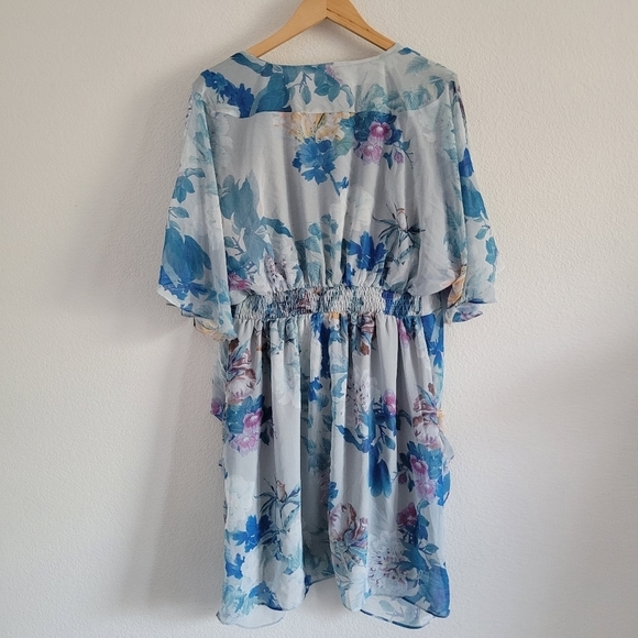 City Chic kiku floral draped chiffon vneck belted dress - Picture 11 of 13